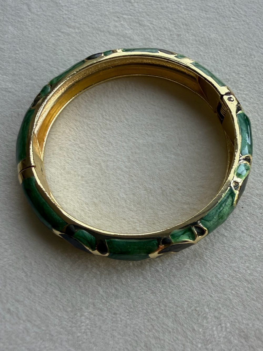 From Hawaii Gold-Tone Green Enamel Hinged Bangle Bracelet - Women Jewelry
